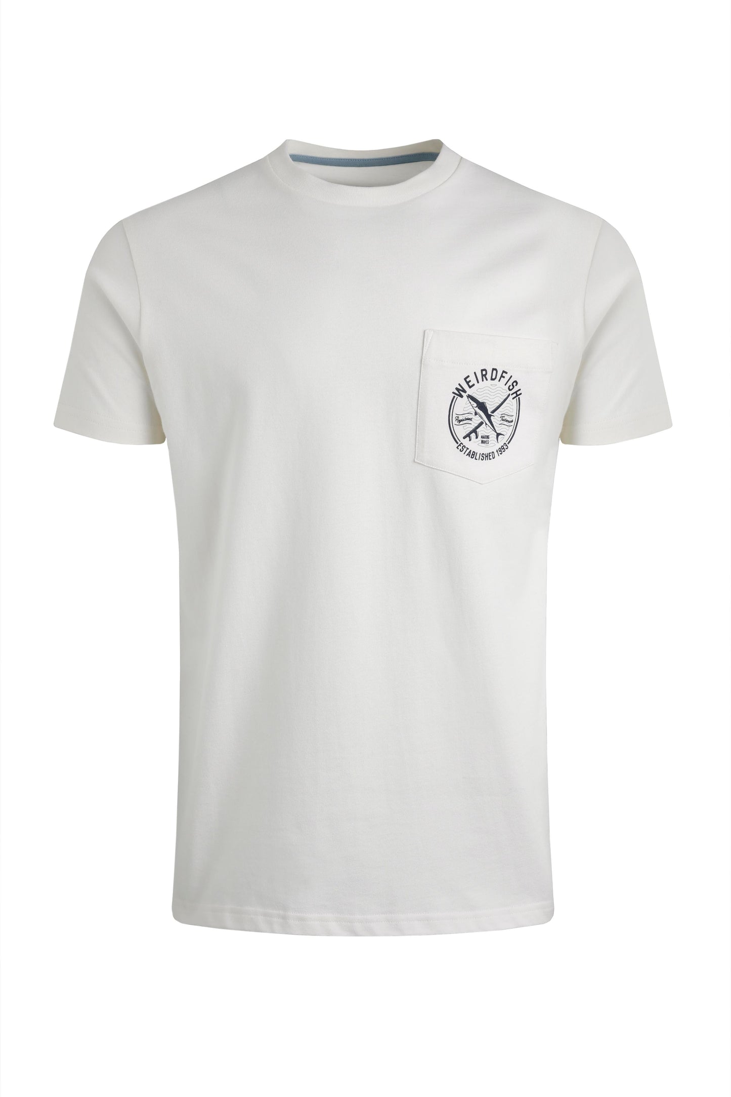 Weird Fish Tidal Organic Cotton Branded Pocket T-Shirt White