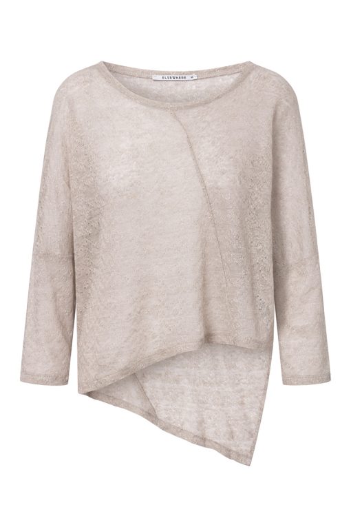 Elsewhere LINEN LOOSE FIT ASYMMETRICAL TOP-NATURAL