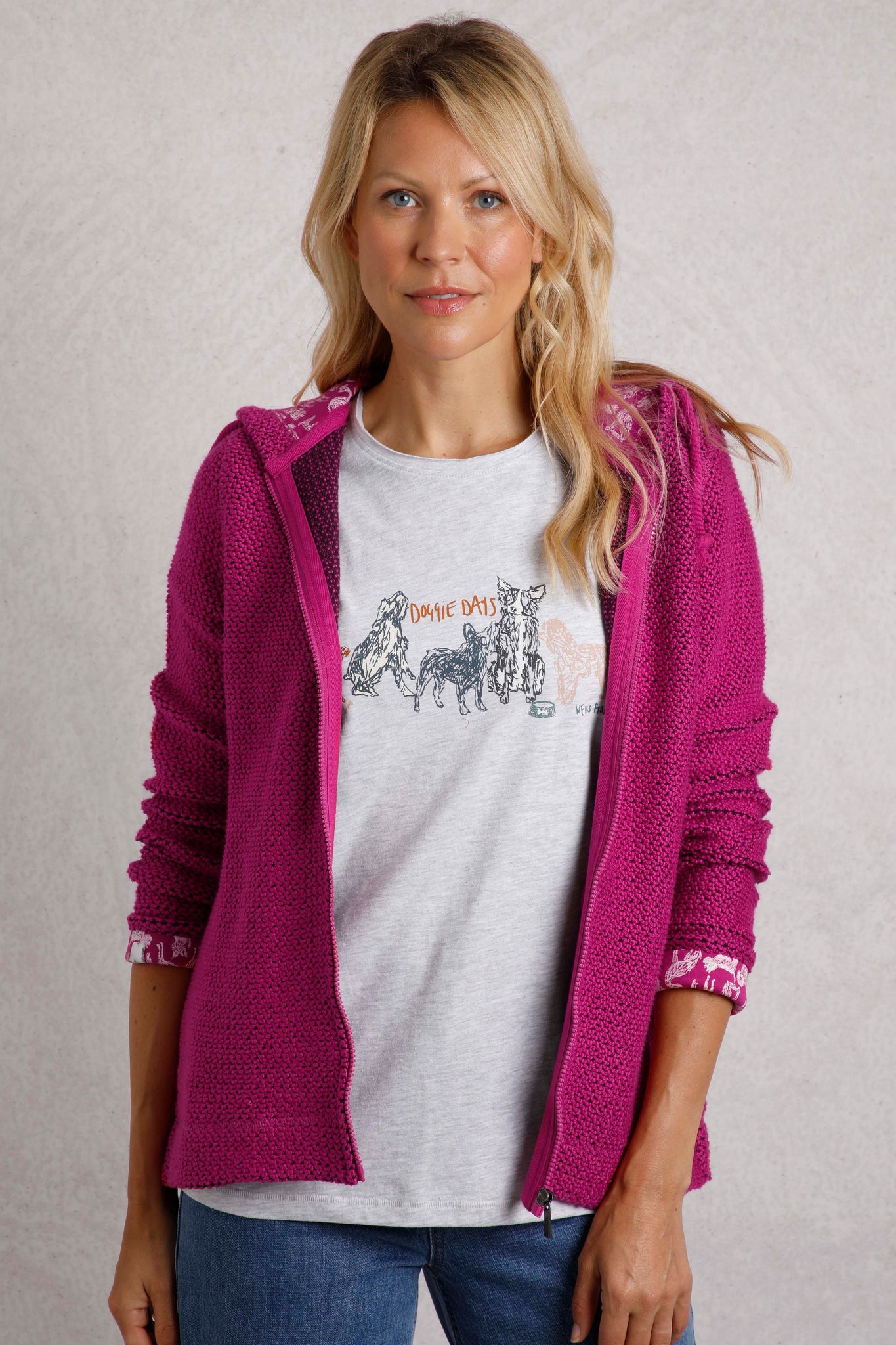 Weird Fish Chicoa Full Zip Macaroni Hoody-Magenta