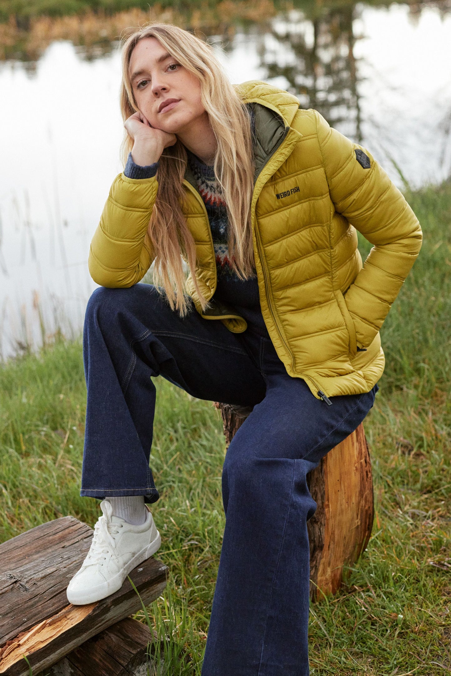 Weird Fish Eshka Lightweight Padded Jacket Tarragon