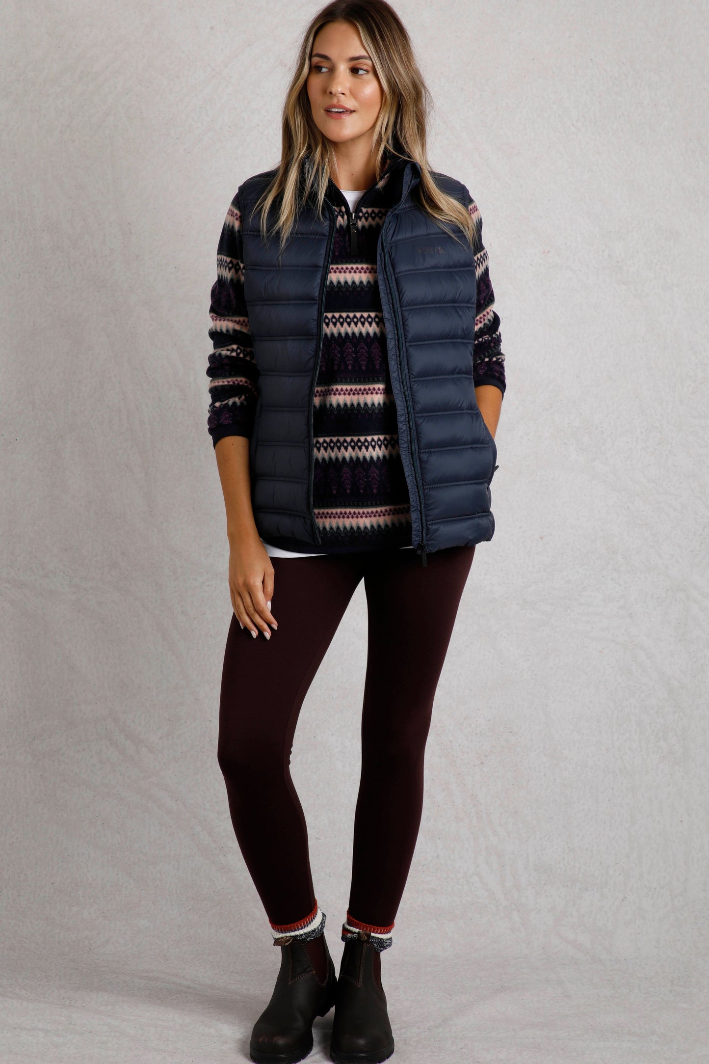 Weird Fish Atissa Lightweight Padded Gilet Navy