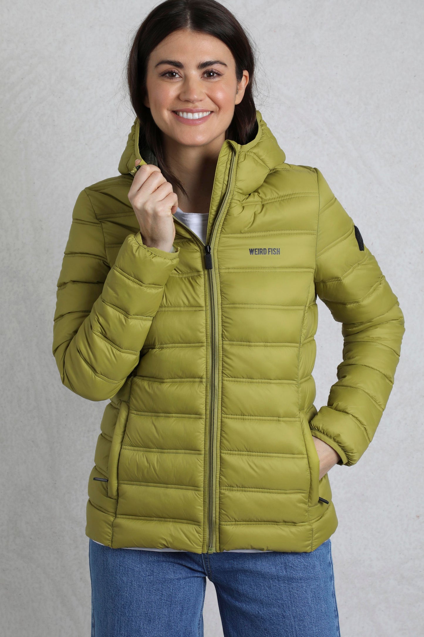 Weird Fish Eshka Lightweight Padded Jacket Tarragon