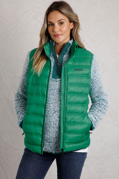 Weird Fish Atissa Lightweight Padded Gilet Evergreen