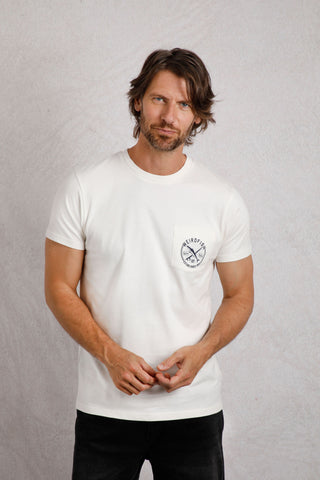 Weird Fish Tidal Organic Cotton Branded Pocket T-Shirt White
