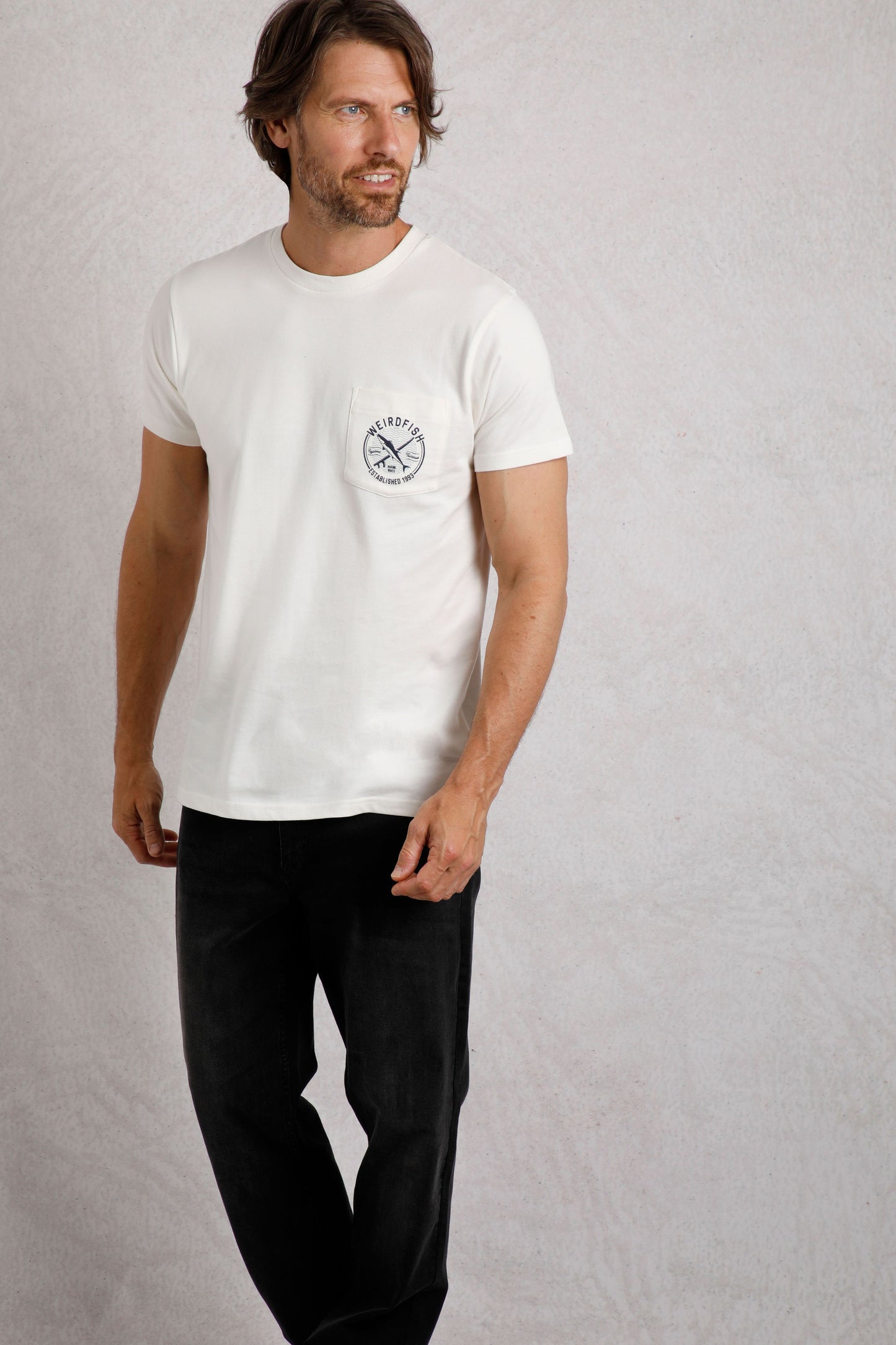 Weird Fish Tidal Organic Cotton Branded Pocket T-Shirt White