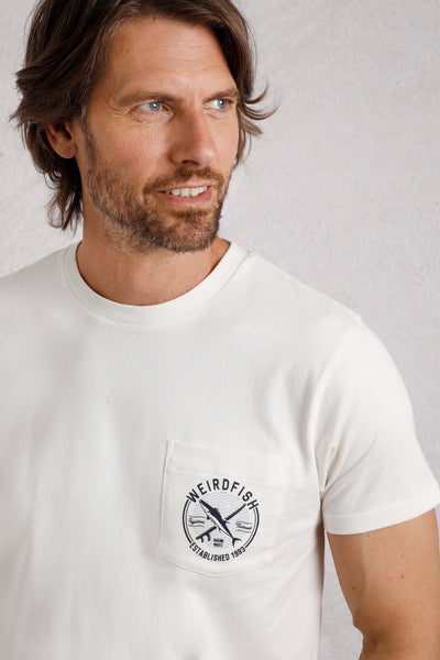 Weird Fish Tidal Organic Cotton Branded Pocket T-Shirt White