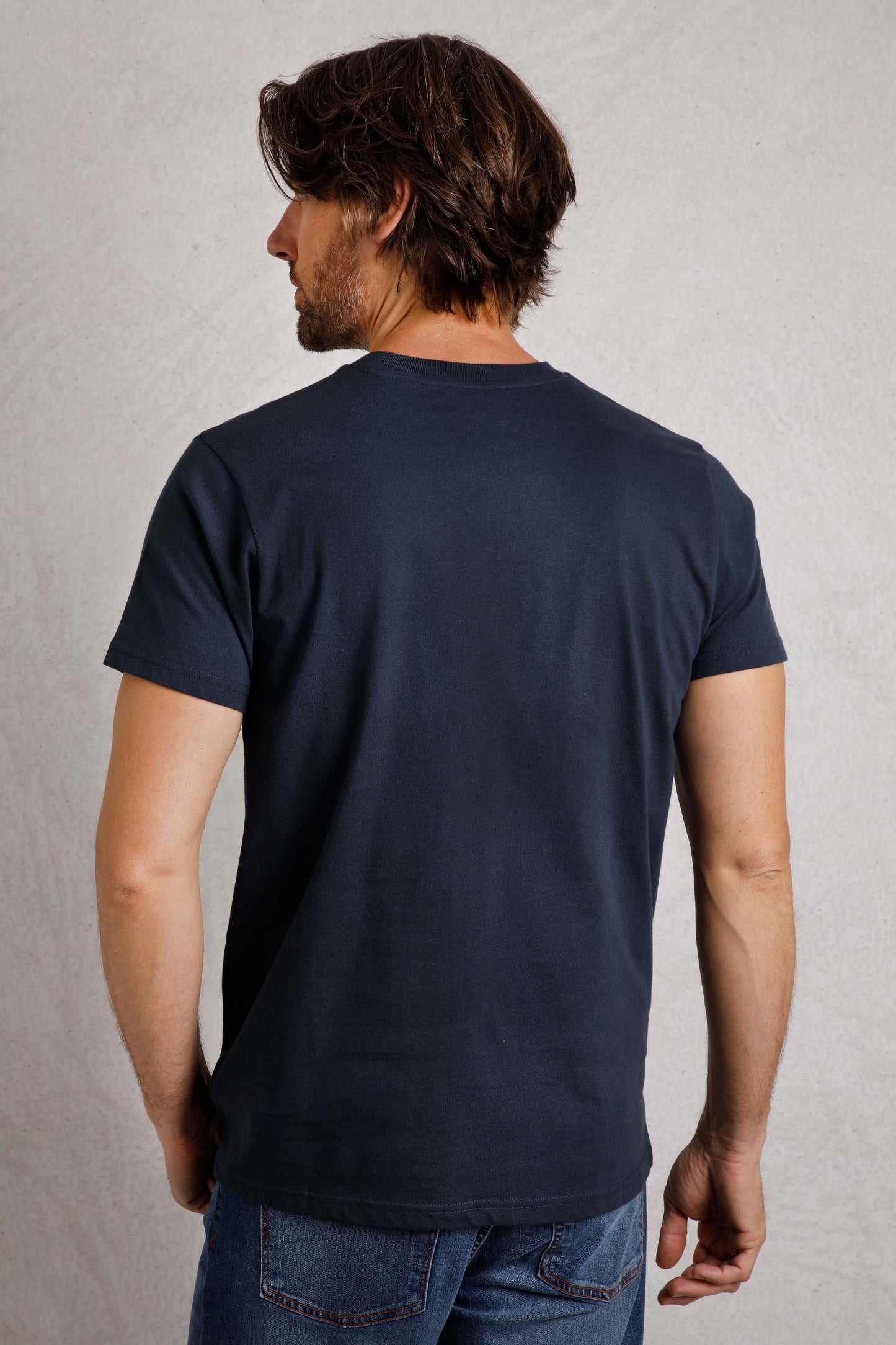 Weird Fish Tidal Organic Cotton Branded Pocket T-Shirt Navy