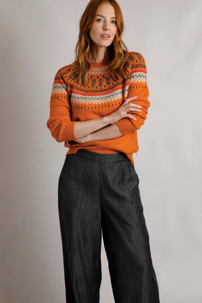 Weird Fish Lowell Fair Isle Jumper Brick Orange