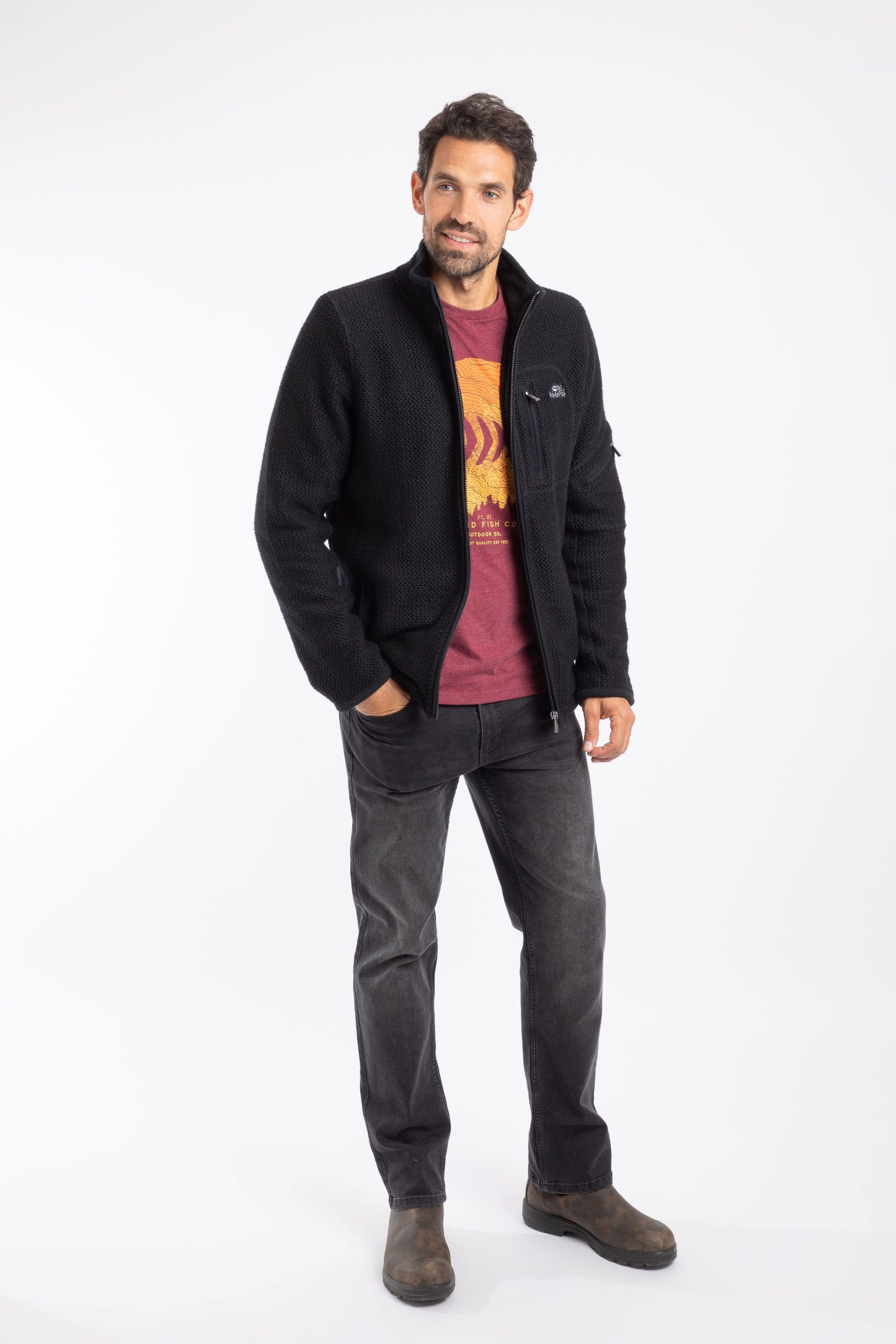 Weird Fish Berhan Full Zip Macaroni Black