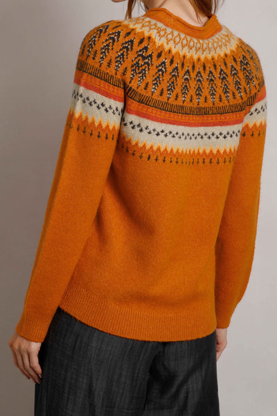 Weird Fish Lowell Fair Isle Jumper Brick Orange