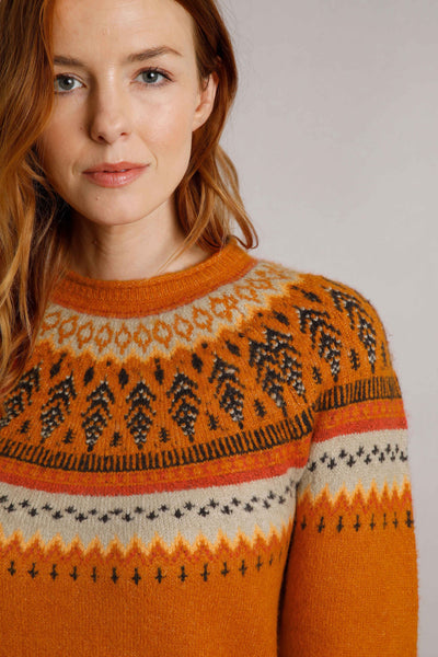 Weird Fish Lowell Fair Isle Jumper Brick Orange