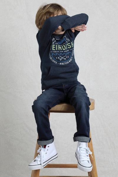 Weird Fish Kids Kelvin Kids Graphic Hoodie Navy