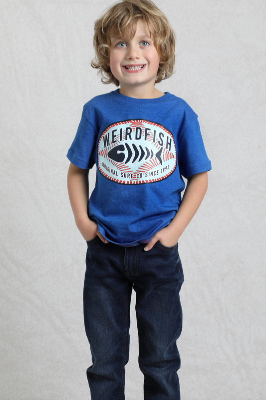 Weird Fish Surf Co Kids Eco Graphic T-Shirt Cobalt