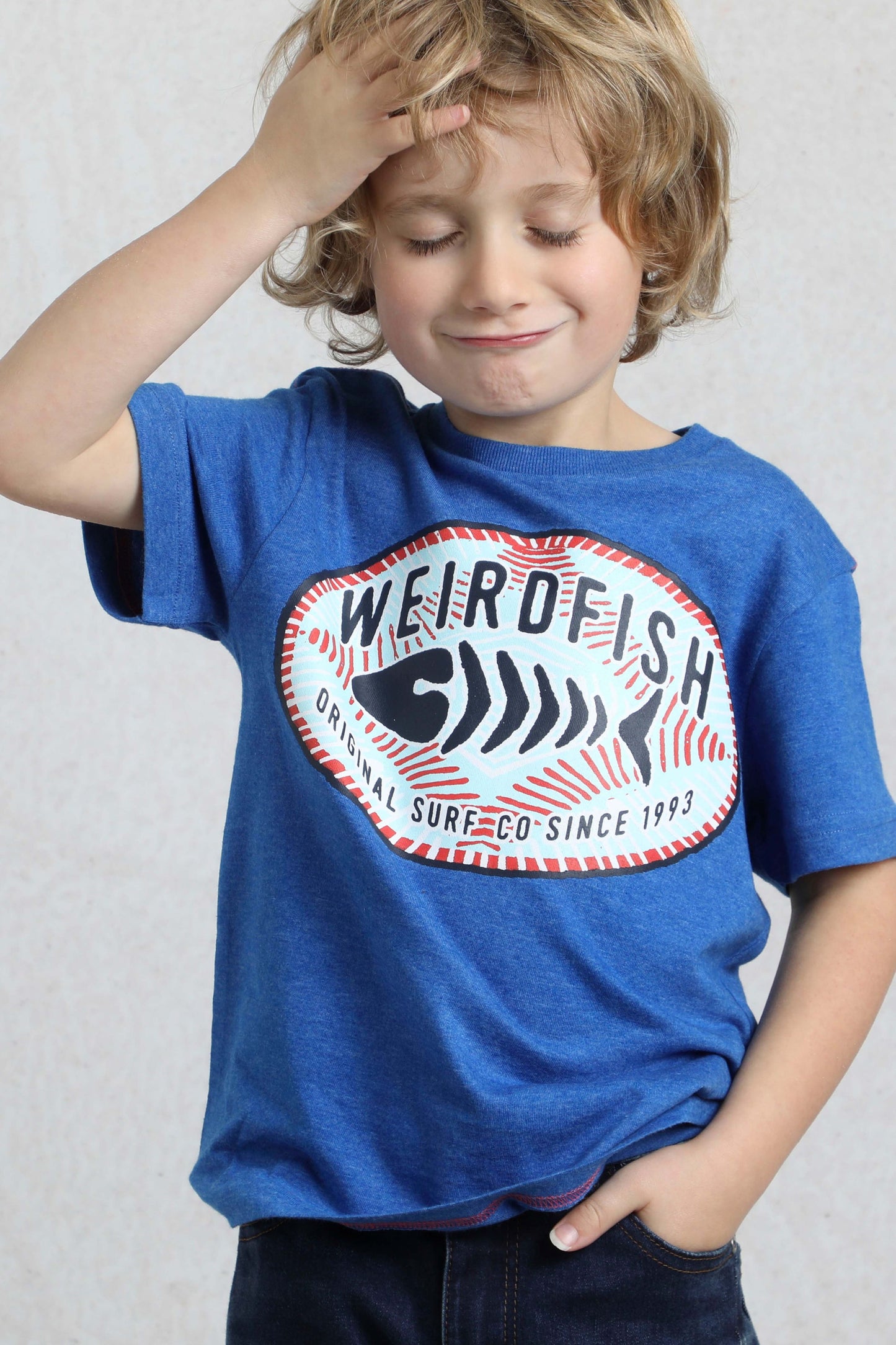 Weird Fish Surf Co Kids Eco Graphic T-Shirt Cobalt