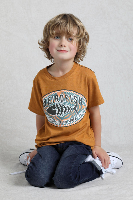Weird Fish Surf Co Kids Eco Graphic T-Shirt Caramel