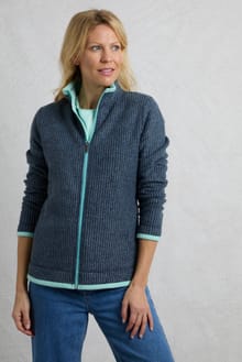Weird Fish Ariana Grid Fleece- Rich Navy