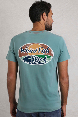 Weird Fish Land and Sea Back Print Graphic T-Shirt Blue