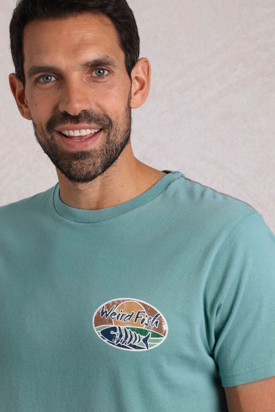 Weird Fish Land and Sea Back Print Graphic T-Shirt Blue