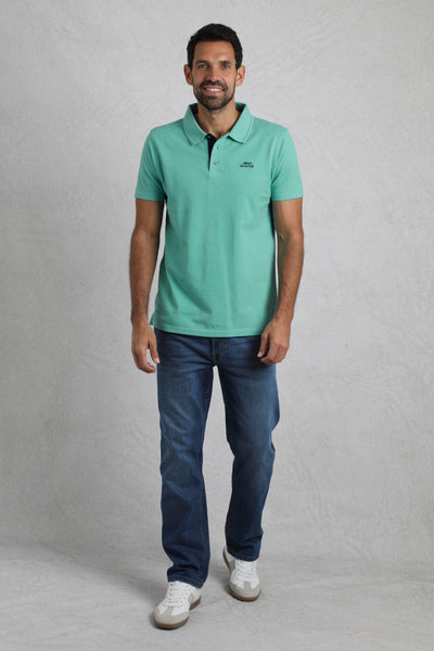 Miles Pique Polo Shirt - Aqua Marine