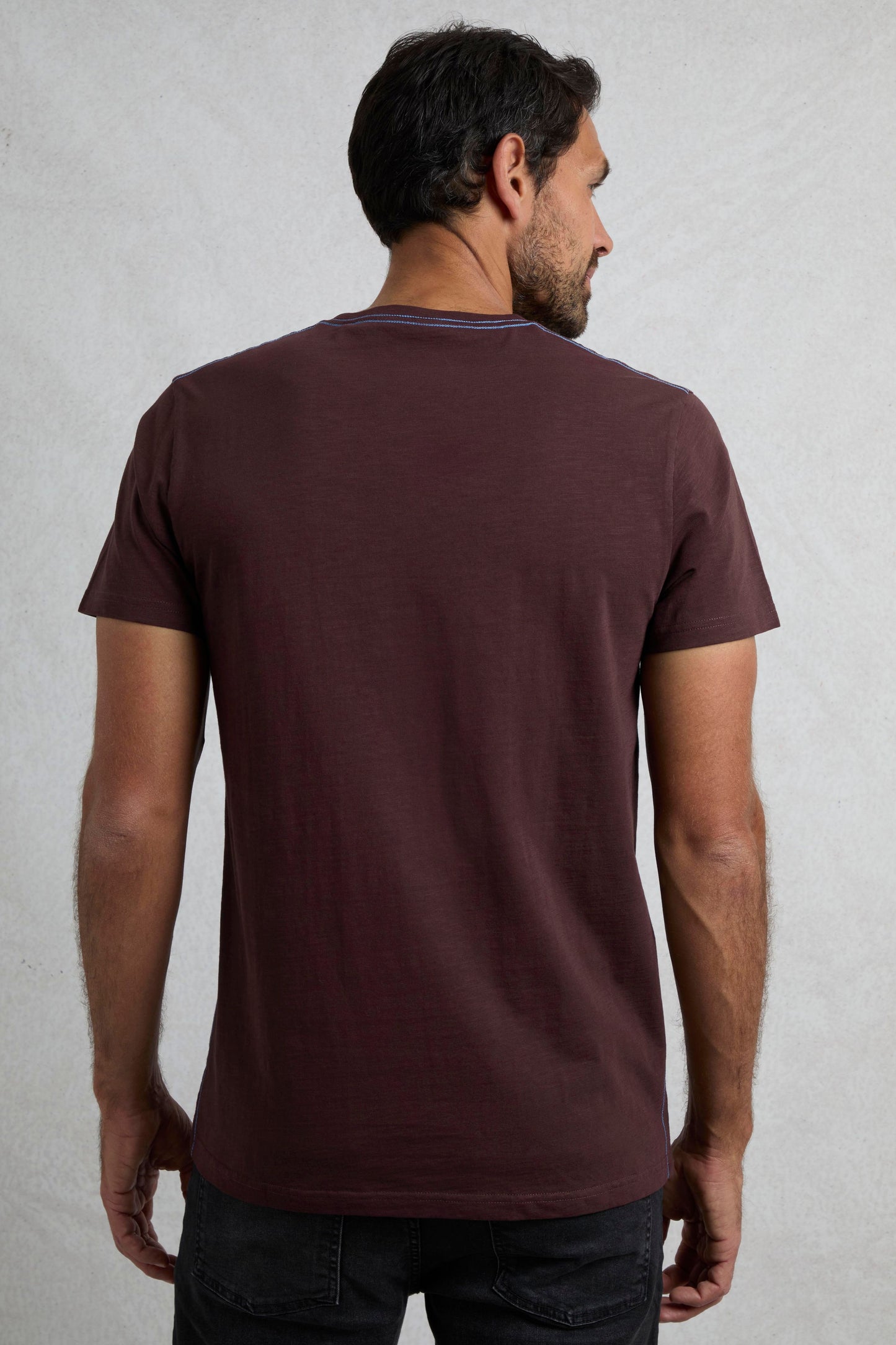 Weird Fish Foothills Organic Cotton Front Print T-Shirt Wine