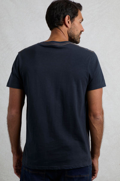 Weird Fish Foothills Organic Cotton Front Print T-Shirt Navy