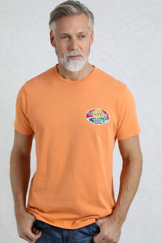 Weird Fish Land and Sea Back Print Graphic T-Shirt Pumpkin