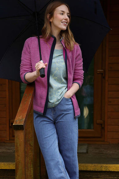Weird Fish Ariana Grid Fleece- Drk Raspberry