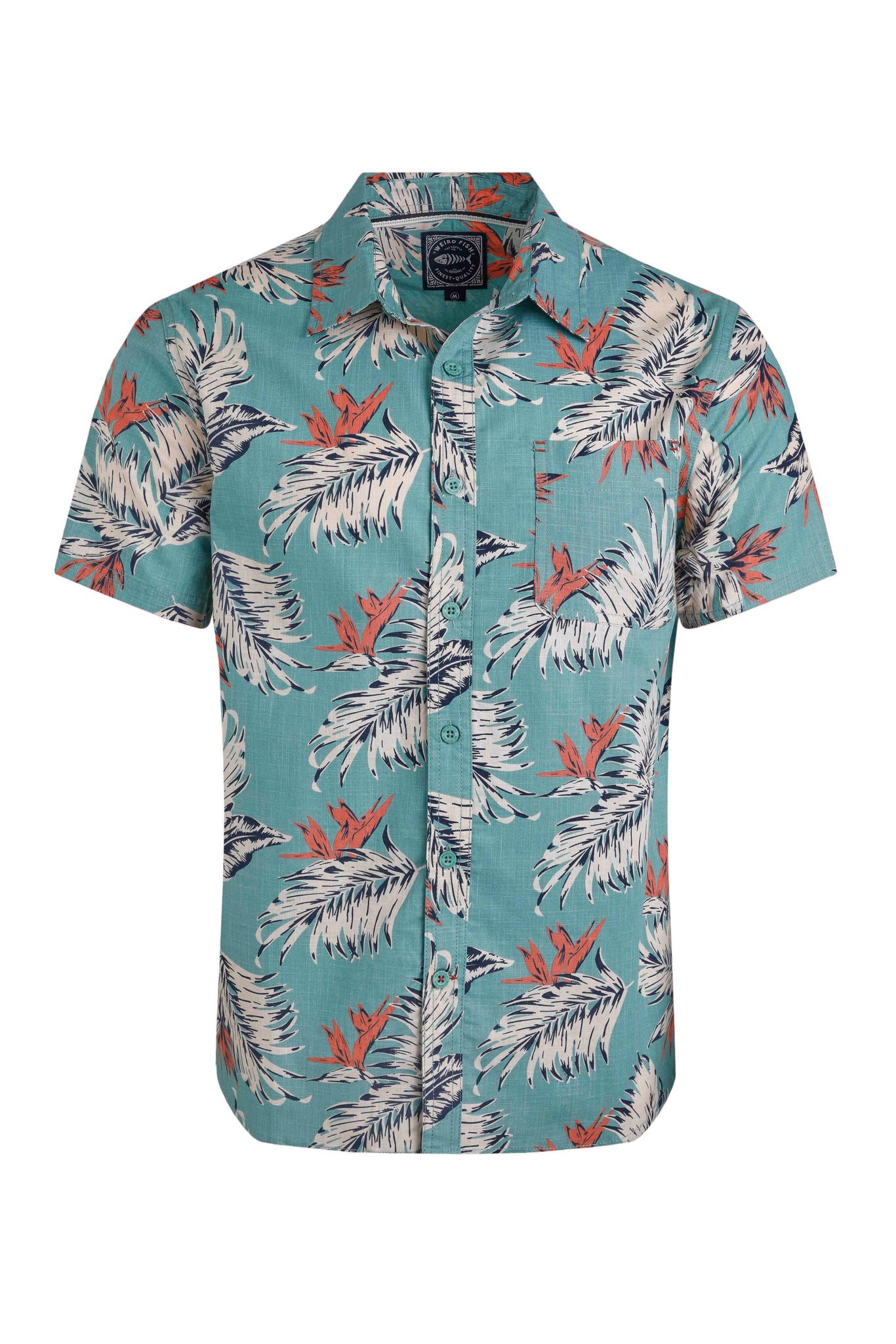 Weird Fish Faraway Organic Cotton Shirt Mineral Blue