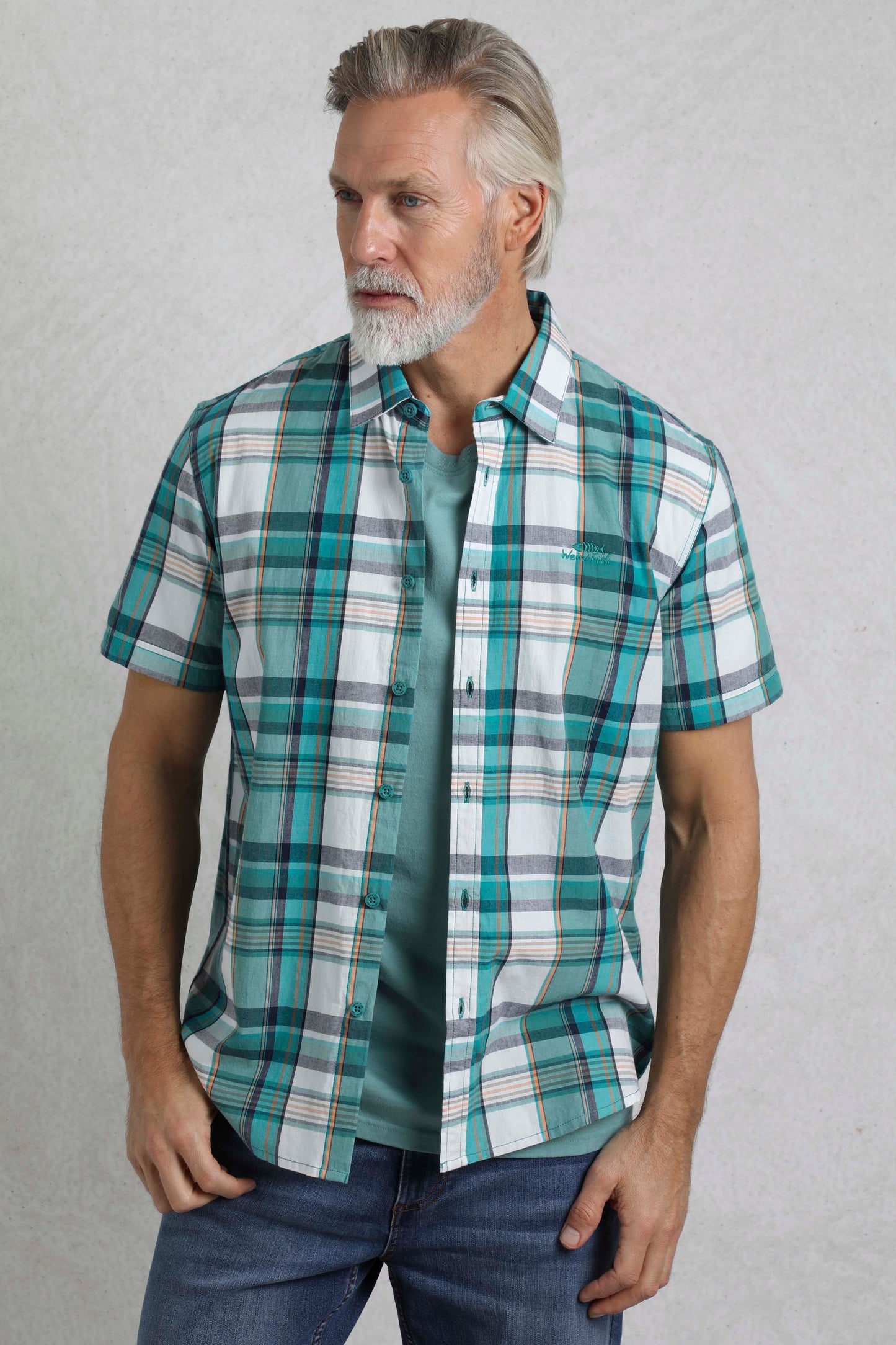 Weird Fish Judd Short Sleeve Check Shirt White