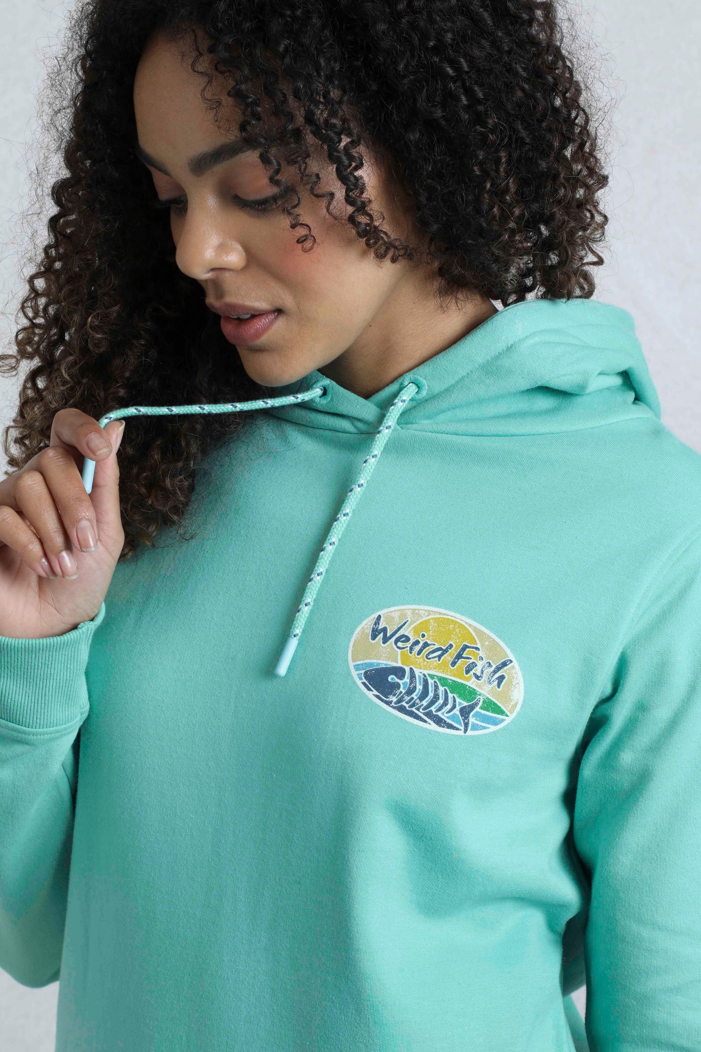 Kira Eco Graphic Pop Over Hoody Aqua