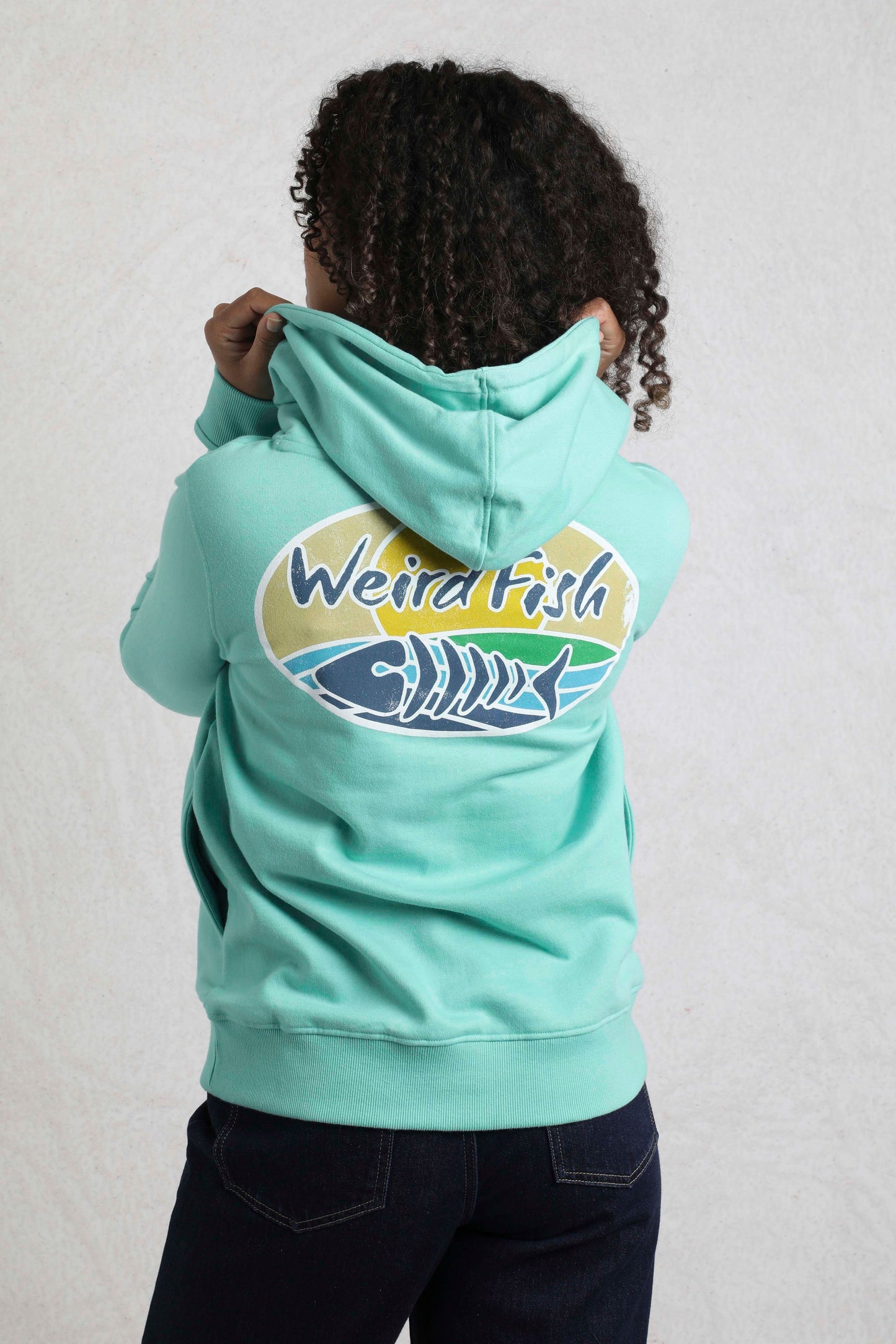 Kira Eco Graphic Pop Over Hoody Aqua