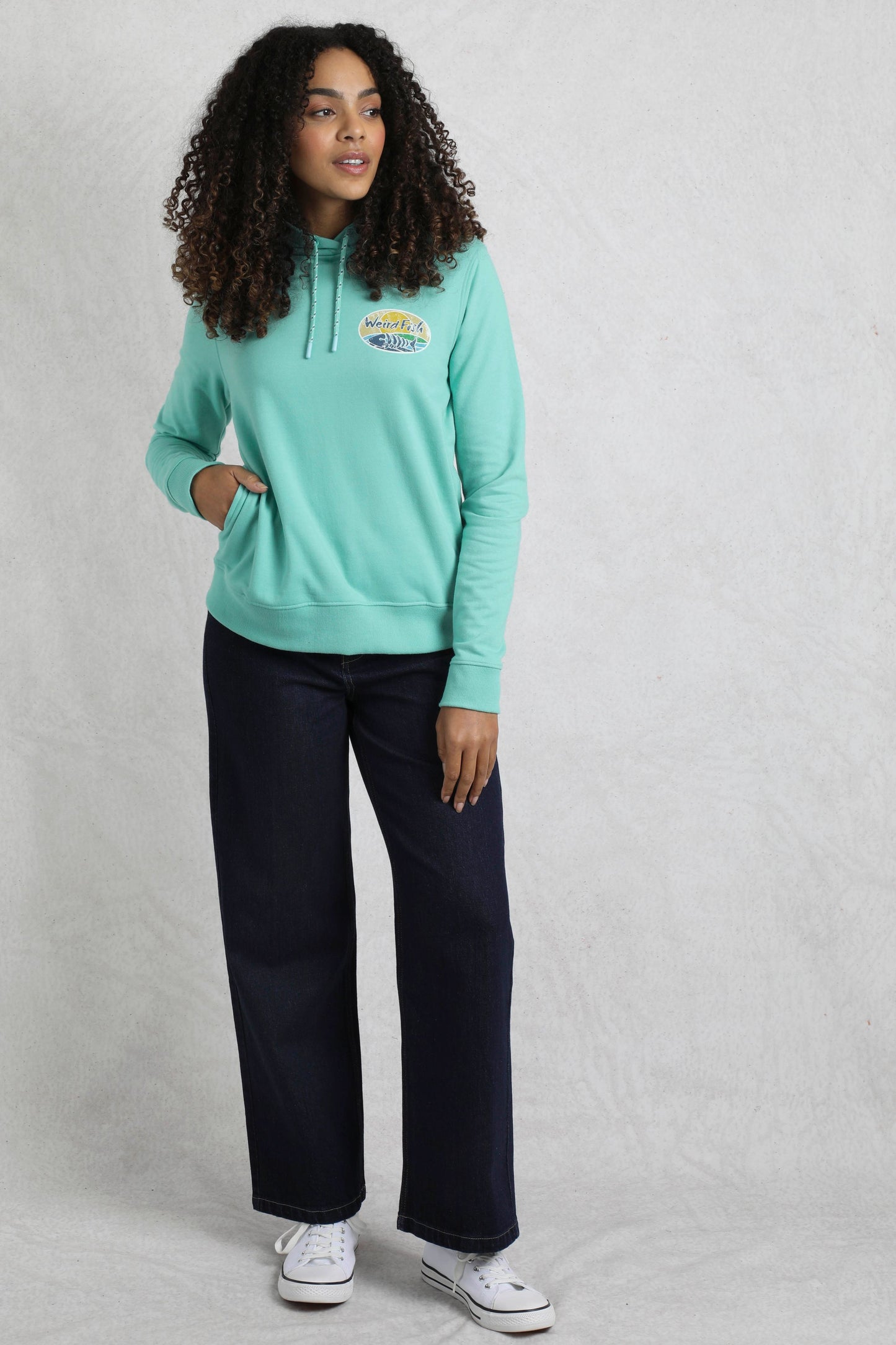 Kira Eco Graphic Pop Over Hoody Aqua