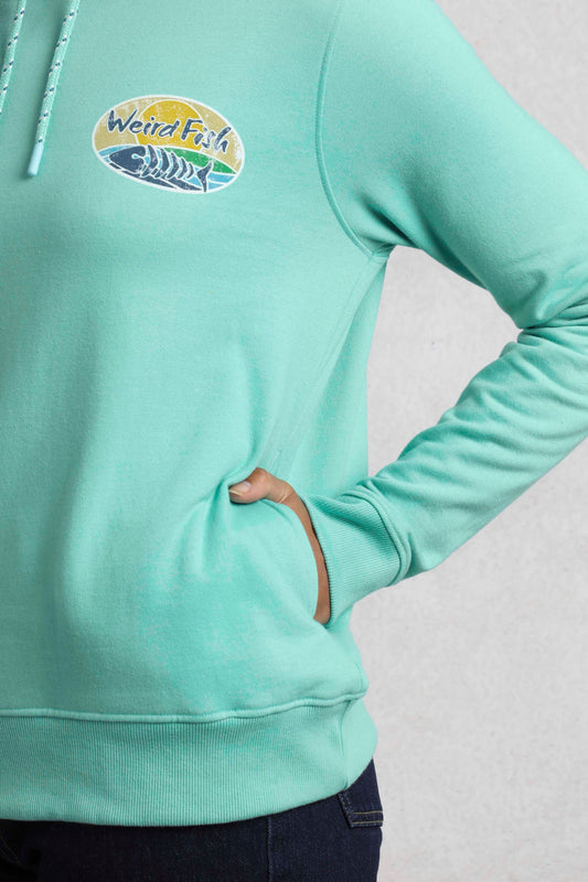 Kira Eco Graphic Pop Over Hoody Aqua