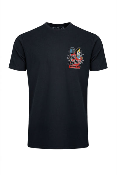 Weird Fish Fish Fighters Artist T-Shirt- Navy