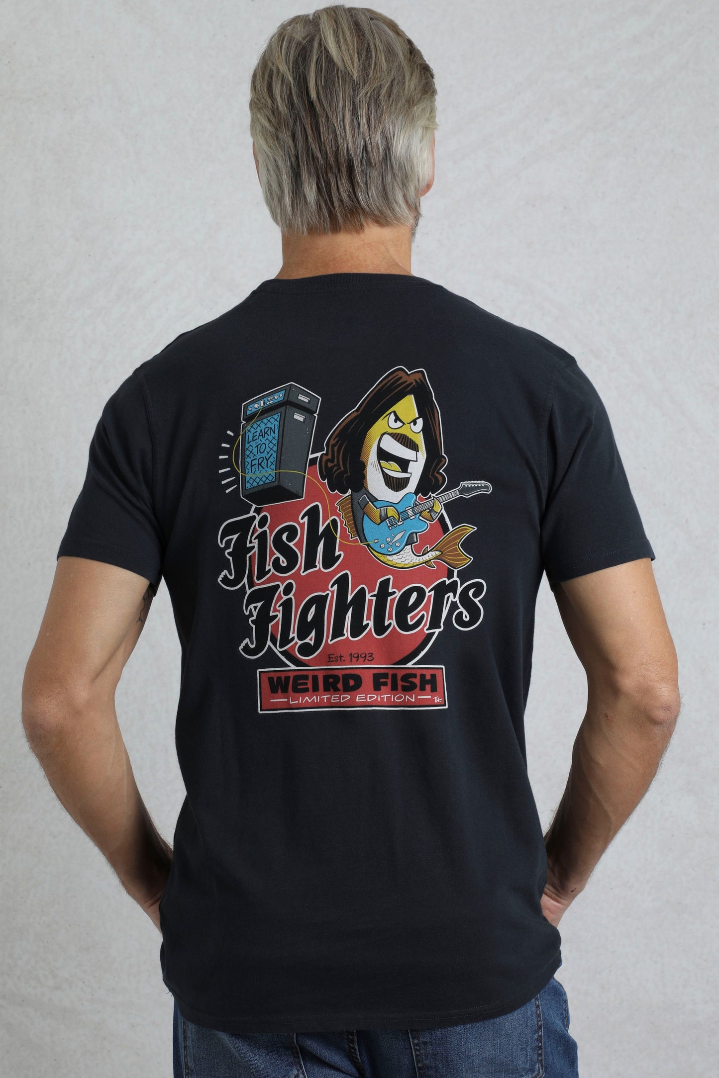 Weird Fish Fish Fighters Artist T-Shirt- Navy