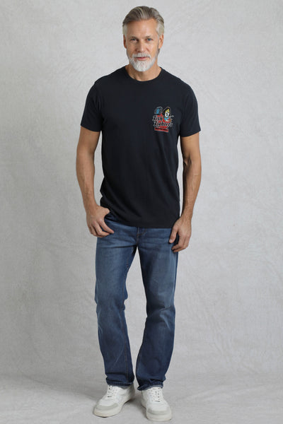 Weird Fish Fish Fighters Artist T-Shirt- Navy