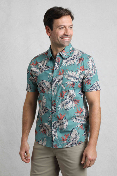 Weird Fish Faraway Organic Cotton Shirt Mineral Blue