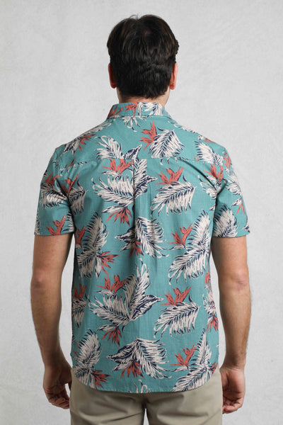 Weird Fish Faraway Organic Cotton Shirt Mineral Blue