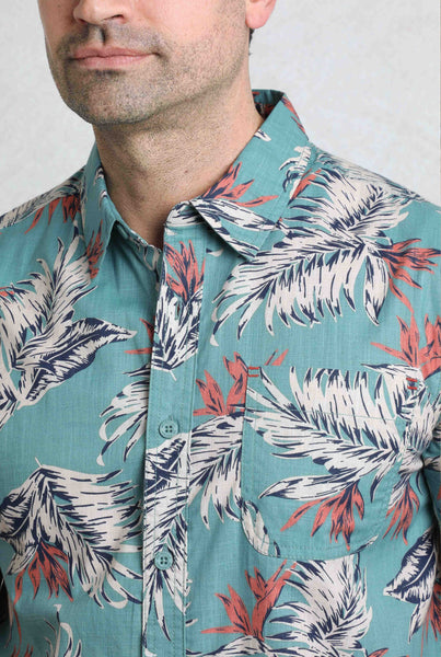 Weird Fish Faraway Organic Cotton Shirt Mineral Blue