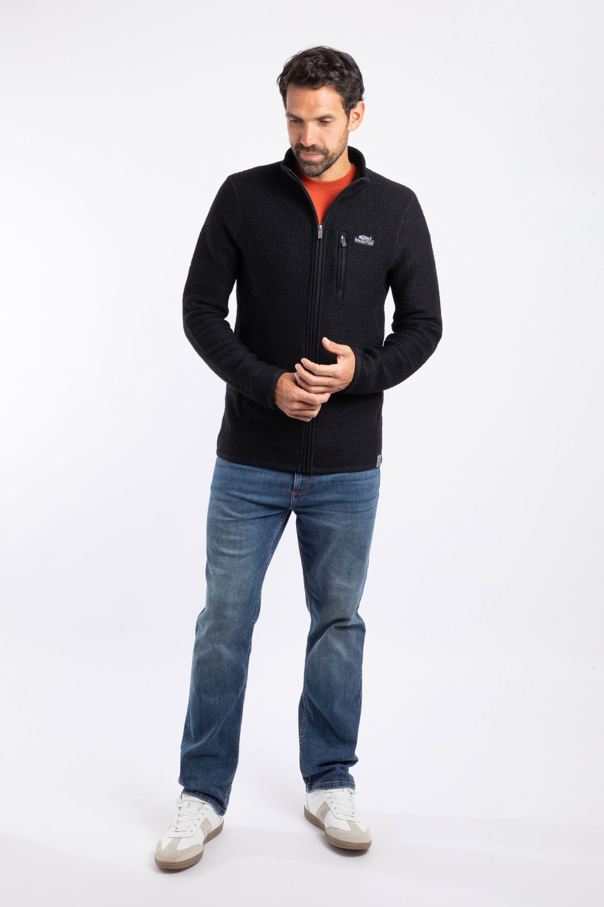 Weird Fish Mens Transom Full Zip Macaroni - Black