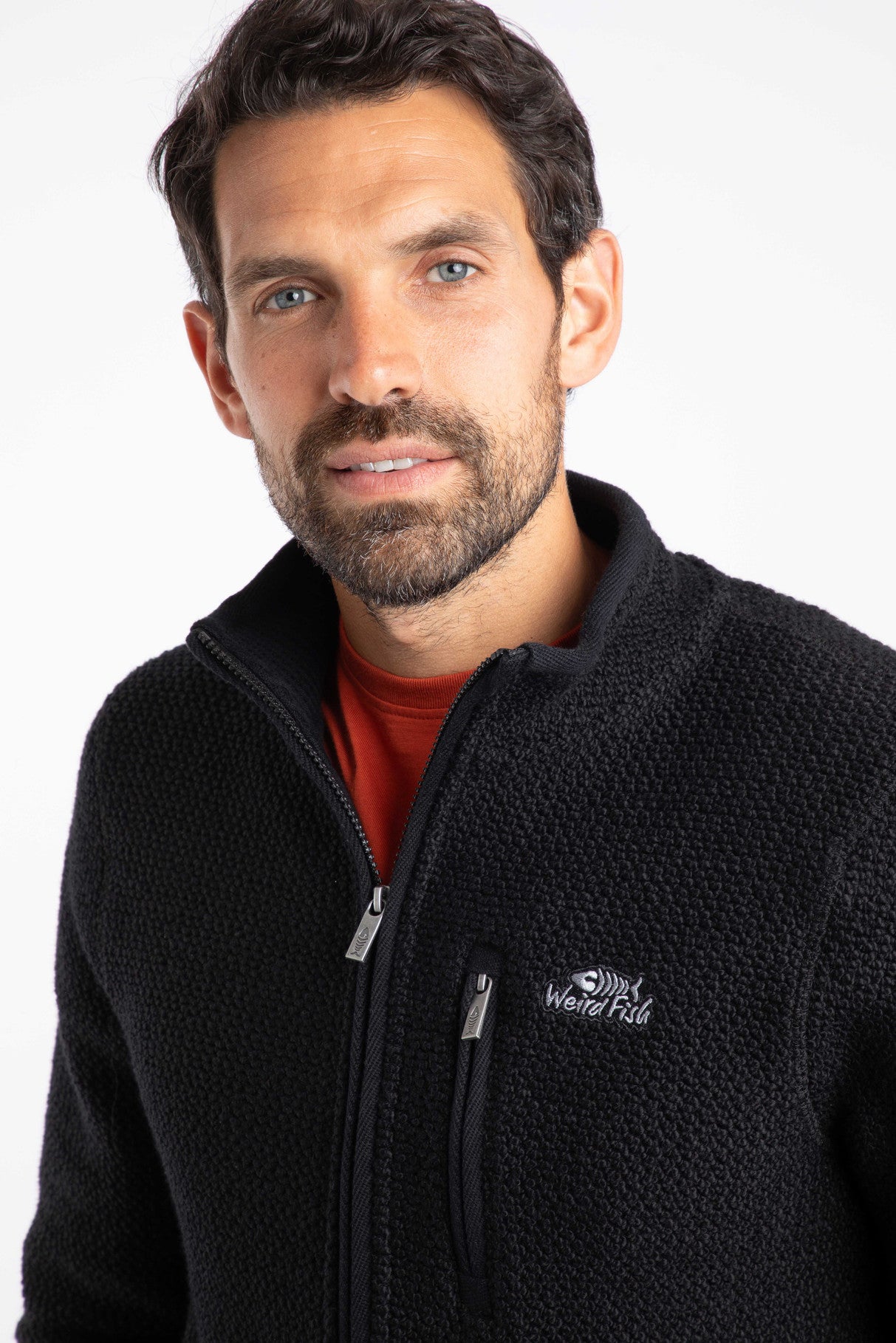 Weird Fish Mens Transom Full Zip Macaroni - Black