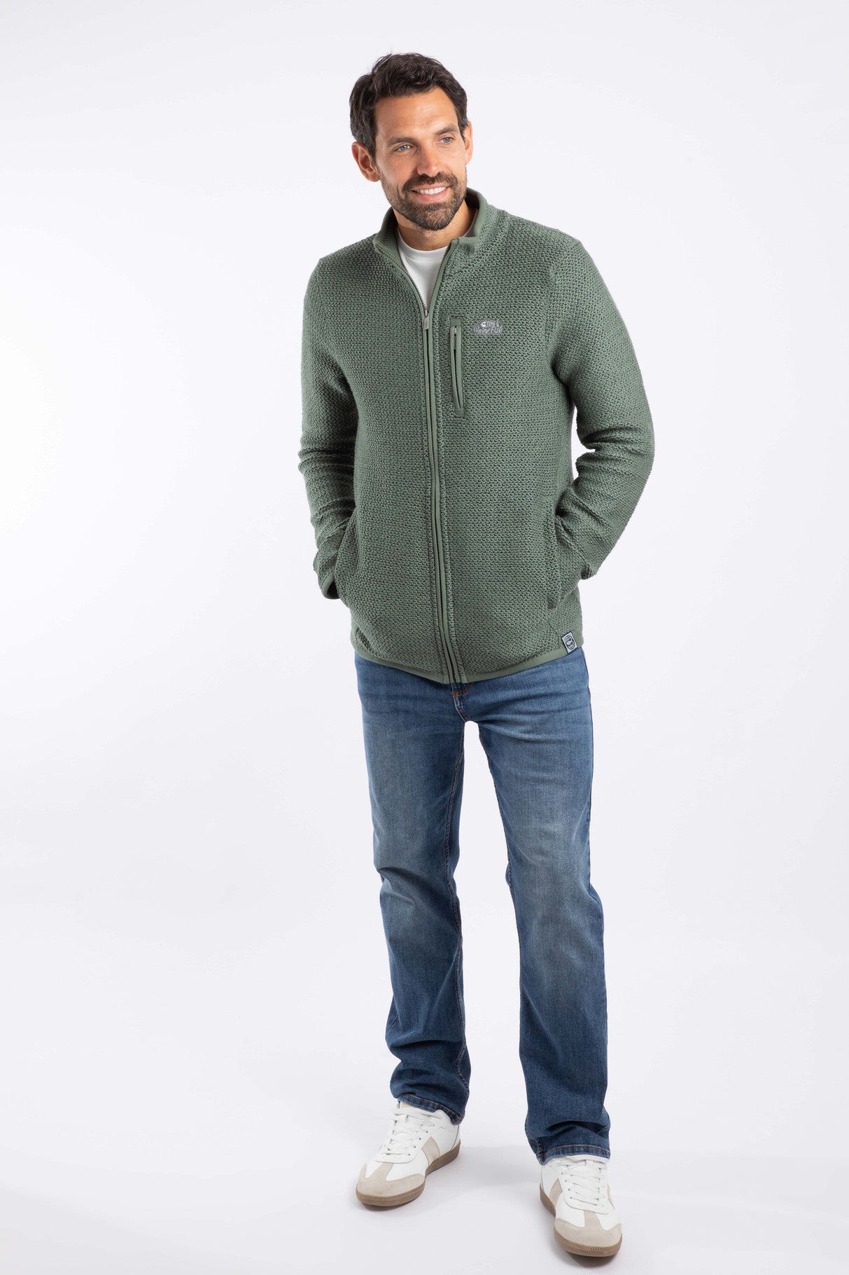 Weird Fish Mens Transom Full Zip Macaroni - Army Green