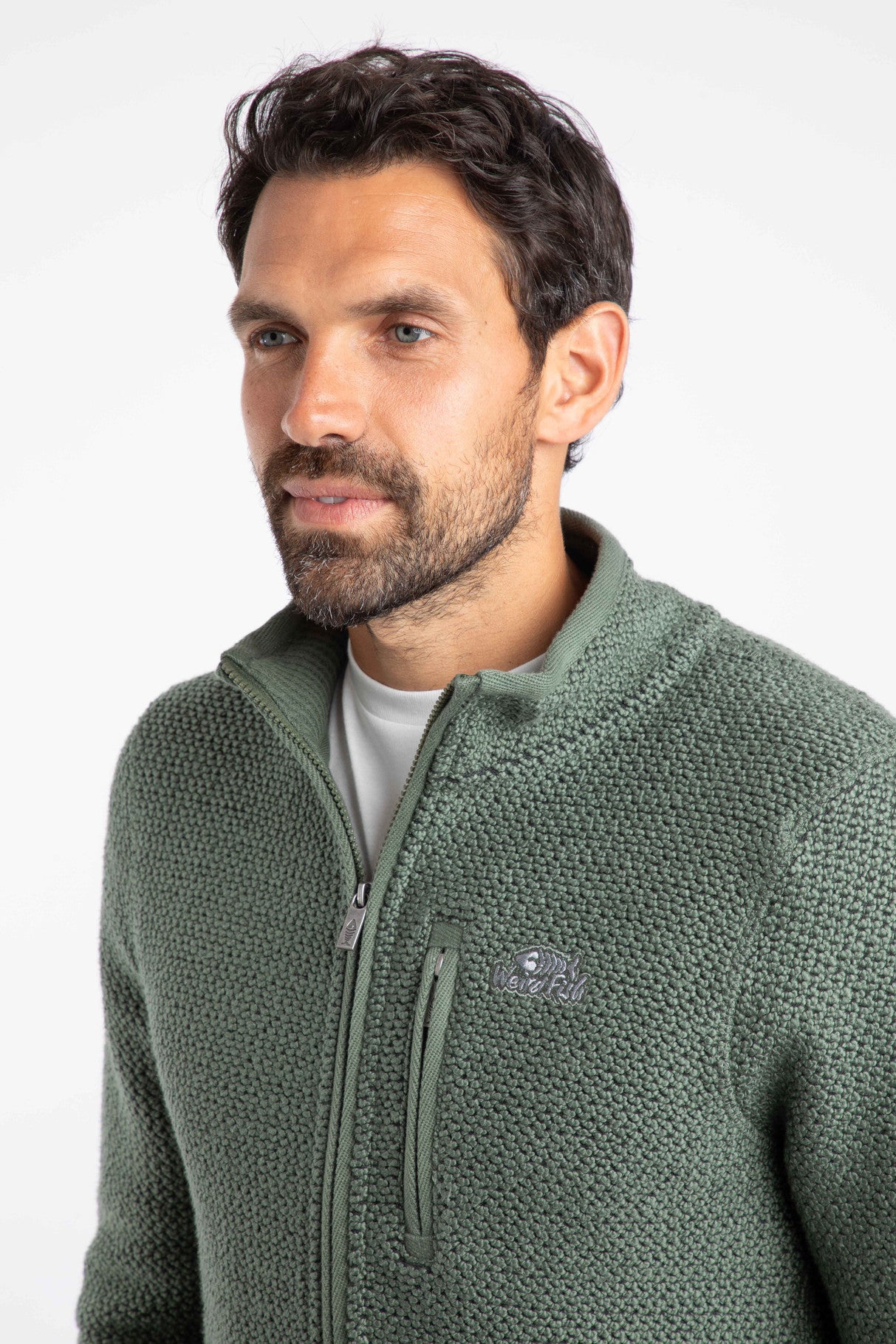 Weird Fish Mens Transom Full Zip Macaroni - Army Green