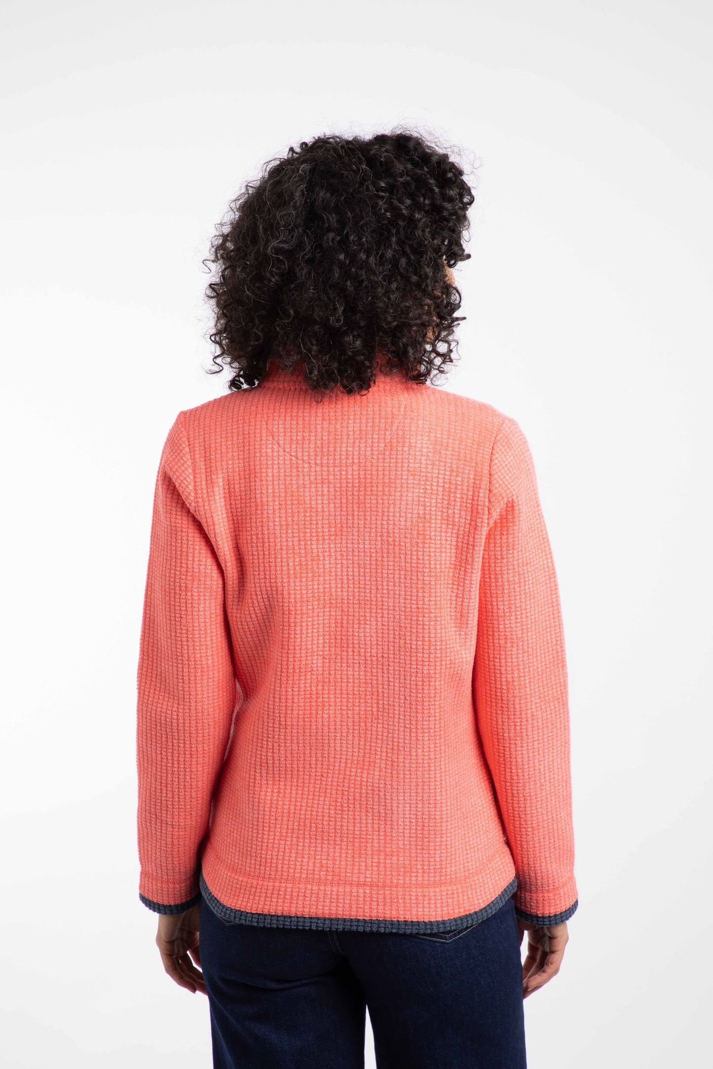 Weird Fish Ariana Full Zip Grid Fleece Hot Coral