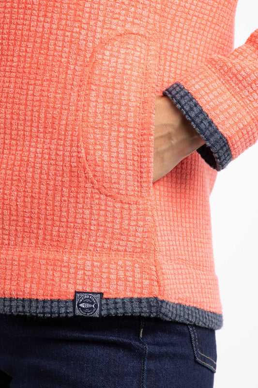 Weird Fish Ariana Full Zip Grid Fleece Hot Coral