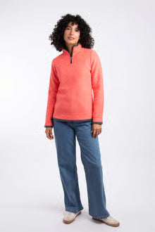 Weird Fish Beye 1/4 Zip Fleece Hot Coral