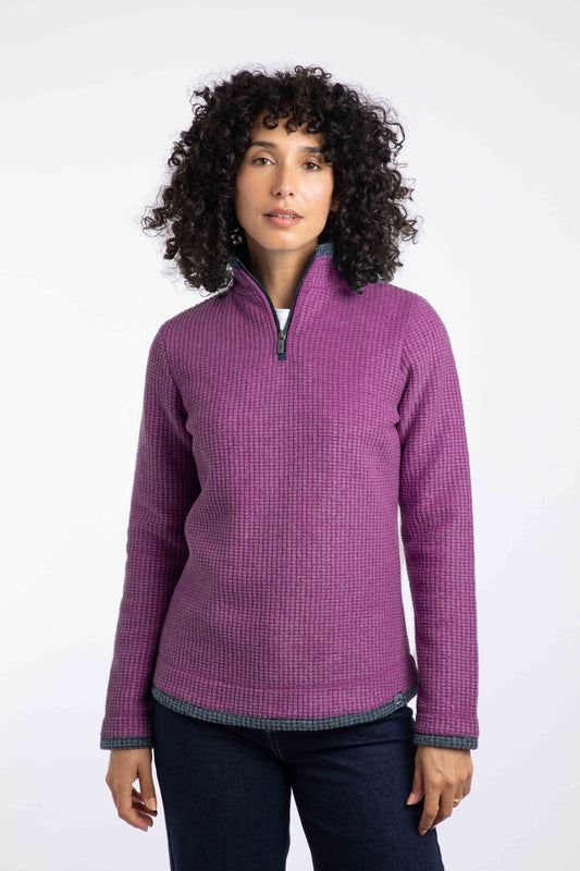Weird Fish Beye 1/4 Zip Fleece Purple Wine