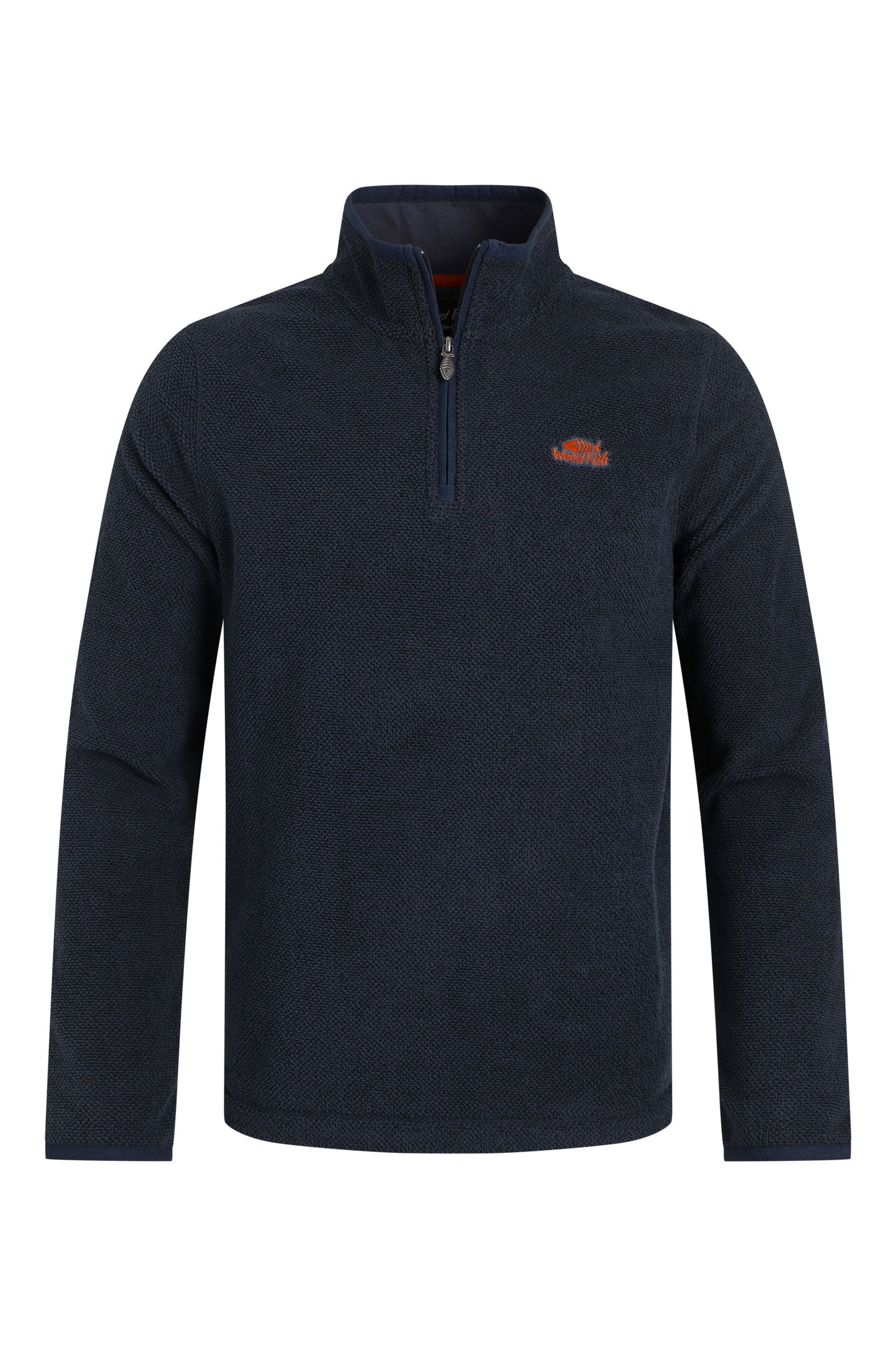 Weird Fish Errill 1/4 zip Textured Fleece Midnight