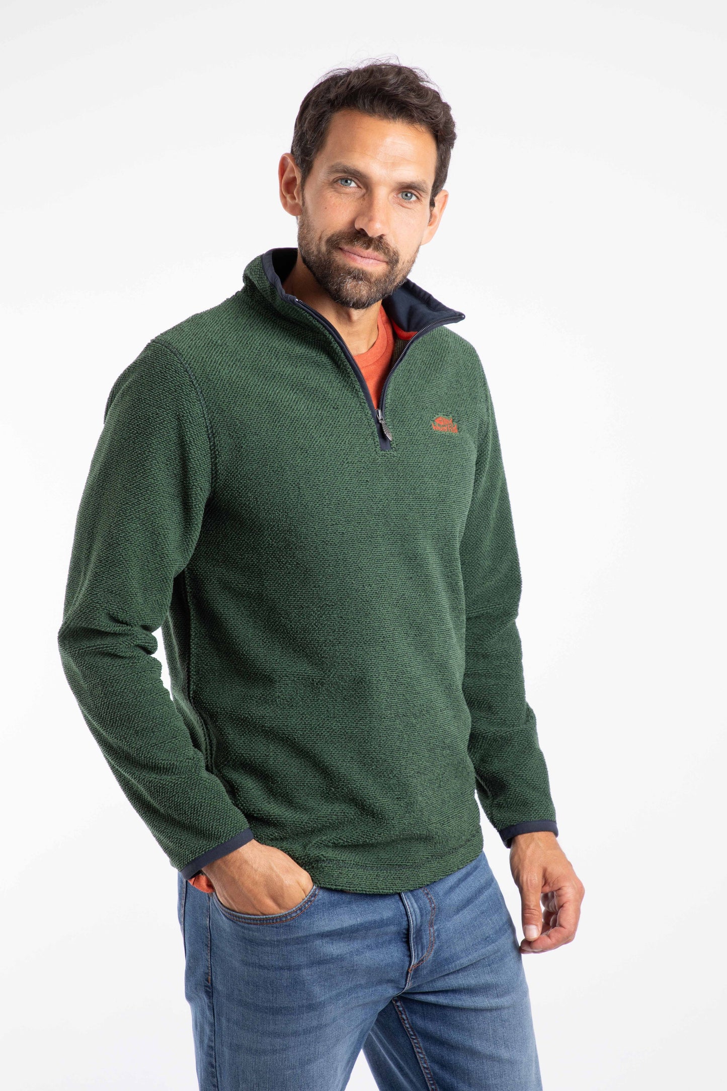 Weird Fish Errill 1/4 zip Textured Fleece Shaded