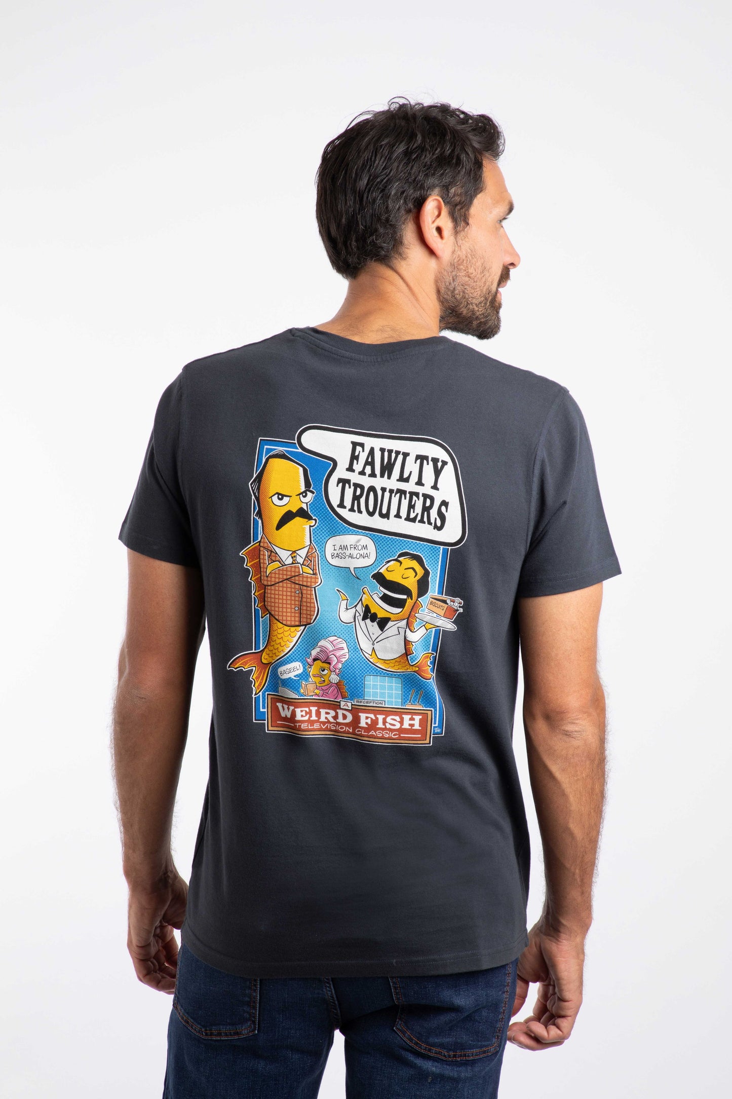 Weird Fish Fawlty Trouters Artist T-Shirt Navy